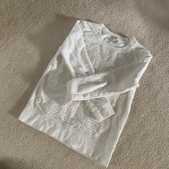 J Crew White Eyelet Sweater - Picture 3 of 4